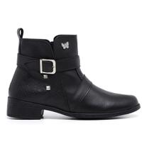 Bota Botinha Coturno Feminino Cano Curto Salto Baixo Com Zíper - sch11400