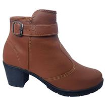 Bota Botinha Feminina Ankle Boots Fivela Cano Baixo Salto Alto Moda Pé