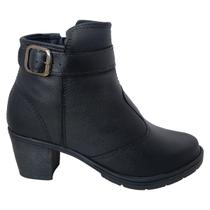 Bota Botinha Feminina Ankle Boots Fivela Cano Baixo Salto Alto Moda Pé
