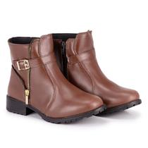 Bota Botinha Feminina Cano Curto Baixo Salto Quadrado Coturno Bico Redondo Bota Botinha Feminina Cano Curto Baixo Salto Quadrado Coturno Bico Redondo