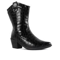 Bota Botinha Feminina Country Cano Medio Croco Confortavel