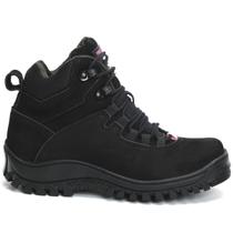 Bota Botinha Feminina Segurança Nobuck Preto Palmilha Gel Coturno Adventure Com CA Free Jump 1903N