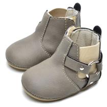 Bota Botinha Menina Detalhe Metal Lateral Lisa Com Solinha