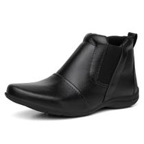 Bota Botinha Rasteira Feminina Cano Curto Ajuste Elastico Calce Facil Sola Borracha Puxador Traseiro Tamanho:34Cor:Pret Bota Botinha Rasteira Feminina Cano Curto Ajuste Elastico Calce Facil Sola Borracha Puxador Traseiro Tamanho:34Cor:Pret