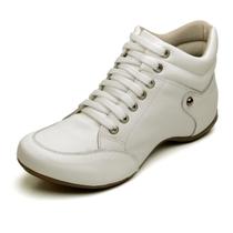 Bota Botinha Tênis Branco Couro Legitimo Conforto Leve Dia a Dia Feminina