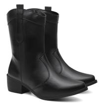 Bota Botinha Texana Feminina Country Cores Preto e Café