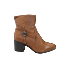 Bota Bottero 346919 Feminina Couro Curto Salto 6cm Cor:ConhaqueTamanho:38Genero:Feminino