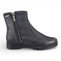 Bota Bottero 369206 Couro Burnish com Zíper Lateral Salto Baixo Detalhe Perfurado