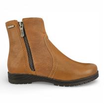 Bota Bottero 369206 Couro Burnish com Zíper Lateral Salto Baixo Detalhe Perfurado