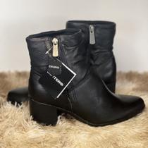 Bota Bottero Cano Baixo Couro Burnish Preto - zíper na lateral externa Bota Bottero Cano Baixo Couro Burnish Preto - zíper na lateral externa