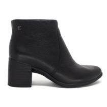 Bota Bottero Cano Baixo Salto Médio Couro Zíper Lateral