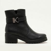 Bota Bottero Cano Curto Em Couro Preta