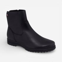 Bota Bottero Cano Curto Rasteira Em Couro Preto