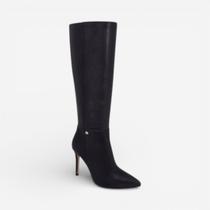 Bota Bottero Cano Longo Salto Alto Em Couro Preto