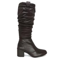 Bota Bottero Cano Longo Salto Médio Enrugada Couro 346920 Cor:MarromTamanho:36