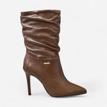 Bota Bottero Cano Médio Feminina Couro Capuccino