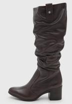 Bota Bottero Couro Cano Alto Salto Bloco Médio 346920.5 - Marrom Bota Bottero Couro Cano Alto Salto Bloco Médio 346920.5 - Marrom