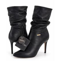 Bota Bottero Feminina couro Salto Fino CanoDetalhe Franzido Bota Bottero Feminina couro Salto Fino CanoDetalhe Franzido