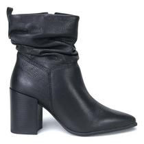 Bota Bottero Salto Bloco Couro Feminino - Preto - 34