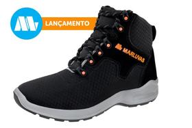 Bota c/ cadarço couraca cabedal textil preto new tenis 72b29-txt-lr-e-bp, n 40