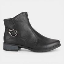Bota Campesí Cano Curto Em Couro Preto