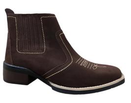 Bota campolina estilo texana cor marrom cafe bico quadrado solado costurado cano curto 3140 Bota campolina estilo texana cor marrom cafe bico quadrado solado costurado cano curto 3140