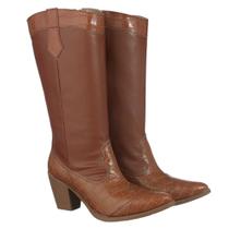 Bota Cano Alto Bico Fino e Salto Grosso Moda Fashion Mulher Estilosa