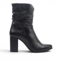 Bota Cano Baixo Couro Drapeada Bota Cano Baixo Couro Drapeada