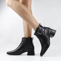 Bota Cano Baixo Fivela Couro Bota Cano Baixo Fivela Couro