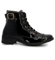 Bota Cano Baixo Fivela Feminino Estilo Verniz Lançamento Inverno 24 Bota Cano Baixo Fivela Feminino Estilo Verniz Lançamento Inverno 24