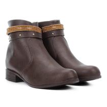 Bota Cano Baixo Look Fashion Multi Tiras Feminina