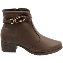 Bota Cano Baixo Moleca Napa Trança Fivela Strass Feminina