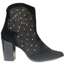 Bota cano baixo salto alto camurça preto maithe 52a0076