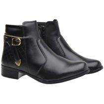 Bota Cano Curto Amanda Block com Ziper Sola Borracha Detalhe em Costura e Metal