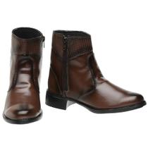 Bota Cano Curto Básica M&D Store Fecho em Zíper Bico Redondo