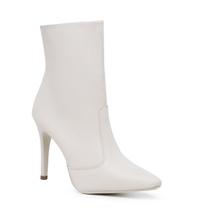 Bota Cano Curto Coturno Feminino Bico Fino Salto Alto com Zíper Lateral