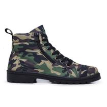 Bota Cano Curto Coturno Feminino Camuflado Confortável