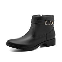 Bota Cano Curto Couro Pires Shoes Com Tira E Fivela Fecho Zíper