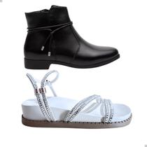 Bota Cano Curto E Papete Feminina Esilosa Kit 2 Pares