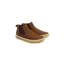 Bota Cano Curto em Couro Casual Polo com Elástico e Sola Borracha Leve