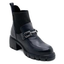 Bota Cano Curto Feminina Bottero 347202 Couro Preta