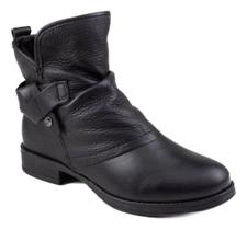 Bota Cano Curto Feminina Bottero Couro Preto Com Pêlo 361703