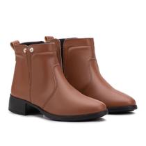 Bota Cano Curto Feminina Calce Fácil Montaria Couro