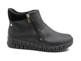 Bota Cano Curto Feminina Campesí Preta Fôrma Larga CP986