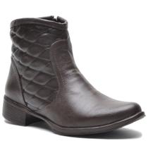 Bota cano curto feminina couro legitimo cor Café 312 Bota cano curto feminina couro legitimo cor Café 312