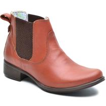 Bota cano curto feminina couro legitimo cor Pinhao Bota cano curto feminina couro legitimo cor Pinhao