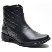 Bota cano curto feminina couro legitimo cor Preto 312