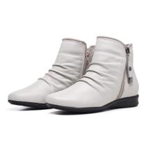Bota Cano Curto Feminina de Couro, marca: kauany calçados Re.: 0703 Branca Bota Cano Curto Feminina de Couro, marca: kauany calçados Re.: 0703 Branca