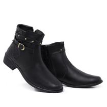 Bota Cano Curto Feminina Moda Casual Estilosa e Confortável Fecho Zíper Mulher Elegante