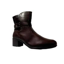 Bota Cano Curto Feminina Mooncity Ziper Moda Fivela Fashion